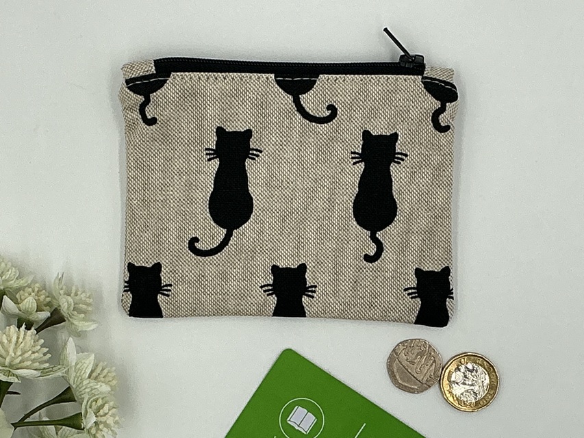 Sitting-Black-Cat-Coin-Purse-Zipped-Card-Holder